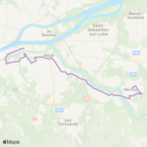 Naolib Vertou - Trentemoult map