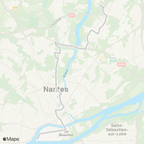 Naolib Chantrerie Grandes Ecoles - Ligne de nuit Chantrerie map