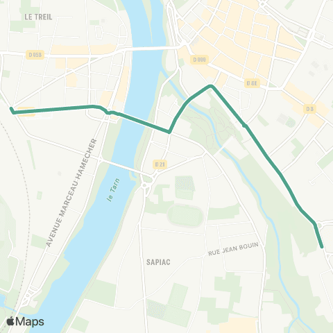 TM Transports Montalbanais Navette Gare SNCF / Université map