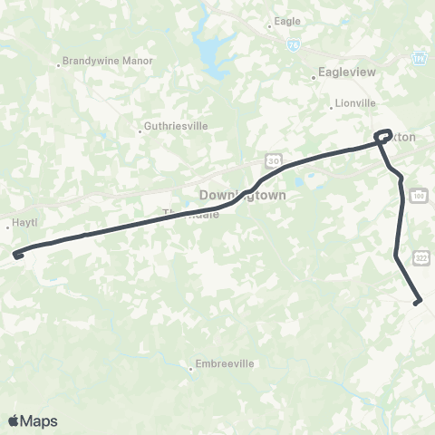 SEPTA West Chester TC to Coatesville map