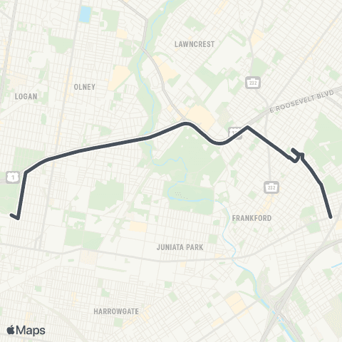 SEPTA Torresdale-Bridge to 10th-Lycoming map