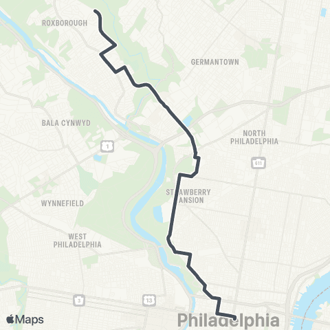 SEPTA Henry-Cinnaminsn to Junipr-Commerce map
