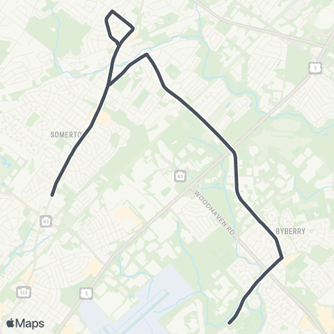 SEPTA Bustleton-Verree to Academy-Chalfnt map