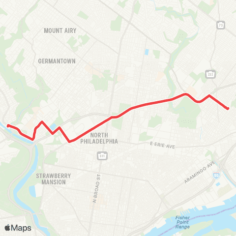 SEPTA Wisshkn TC / Henry-Midvl to Frankfdtc map