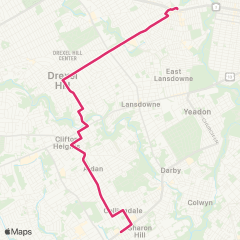 SEPTA Route 102 Bus map