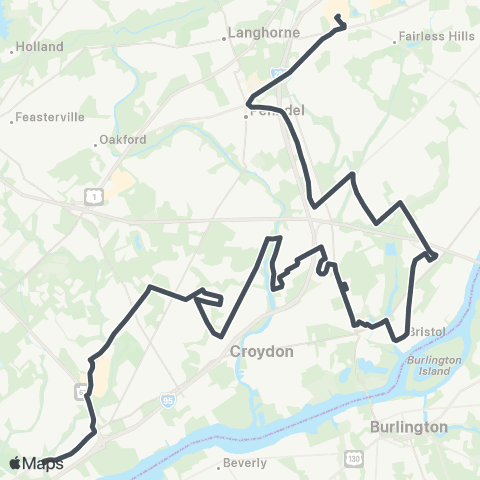 SEPTA Frankford-Knights to Oxford Valley map