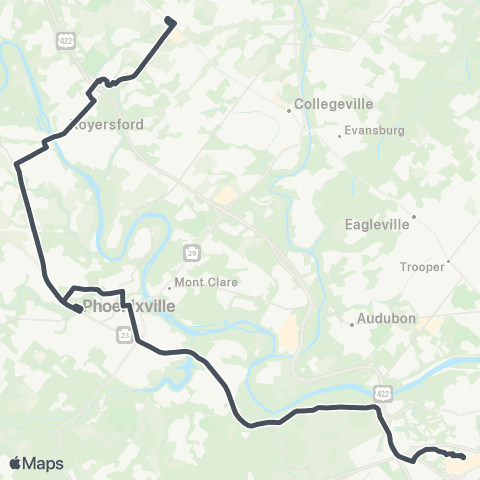 SEPTA Limerick to King of Prussia map