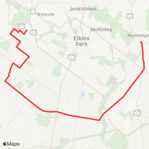 SEPTA Fox Chase to Cedarbrook Plaza map