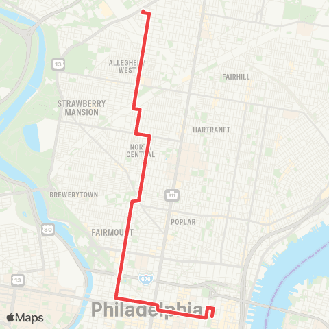 SEPTA 5th-Market to 23rd-Venango map