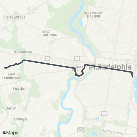 SEPTA 2nd-Spruce to 61st-Pine / Wycombe map