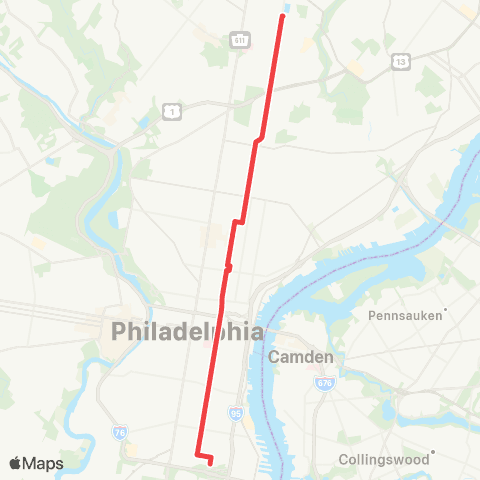 SEPTA Whitman Plaza to 5th-Godfrey map