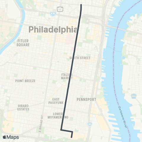 SEPTA Whitmn Plz to 7th-Spg Grd via 9thst map