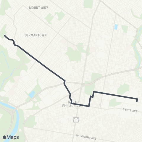 SEPTA Wayne-Carpenter to Broad-Hunting Pk map