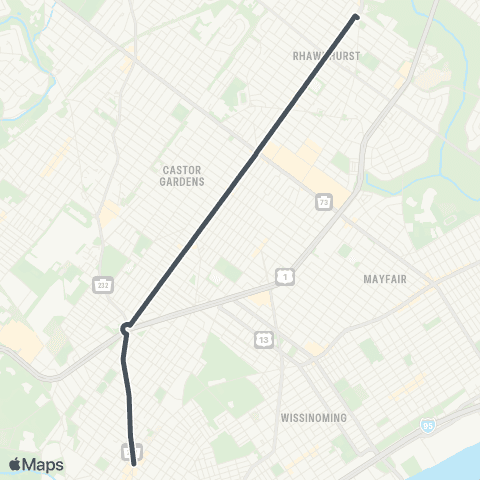 SEPTA Castor-Bustleton to Arrott TC map