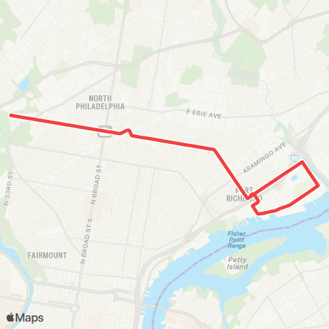 SEPTA 35th-Allegheny to Rich-Westmoreland map