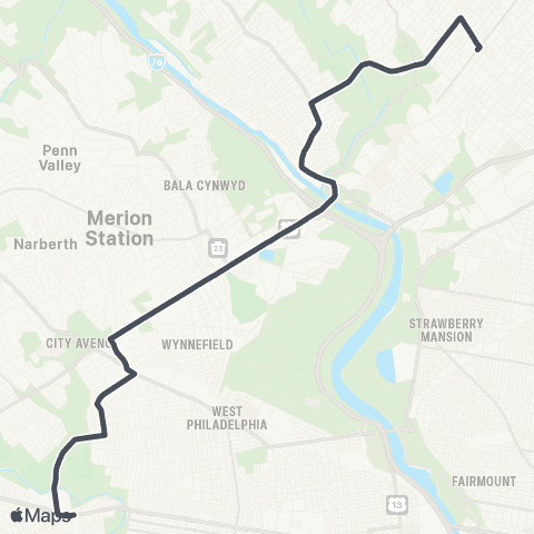 SEPTA Germantown-Chelten to 69th St TC map