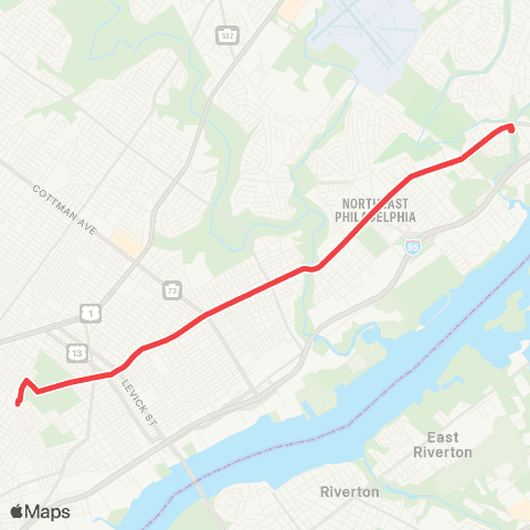 SEPTA Frankford TC to Frankford-Knights map
