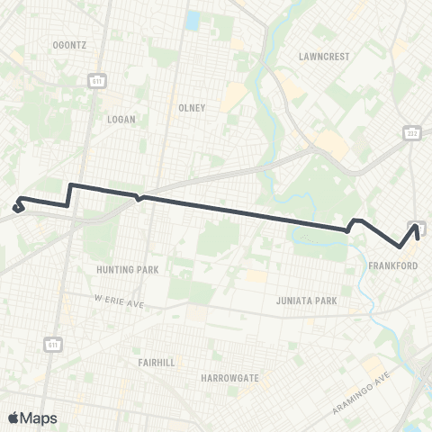 SEPTA Wayne Junct to Arrott Transit Ctr map