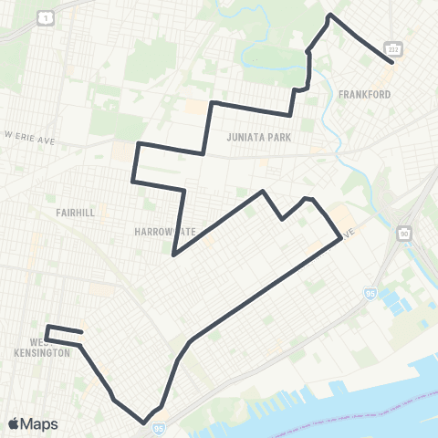 SEPTA Front-Dauphin to Arrott Transit Ctr map