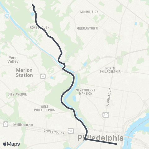 SEPTA 4th-Walnut to Andorra map