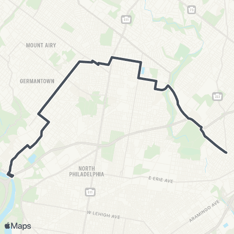 SEPTA Ridge-Midvale to Arrott Transit Ctr map