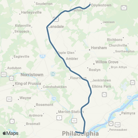 SEPTA Lansdale / Doylestown Line map