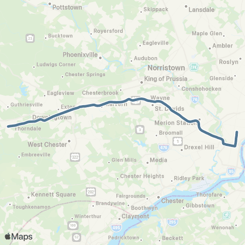 SEPTA Paoli / Thorndale Line map