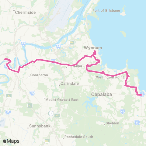 TransLink Cleveland ALL - Manly EXPRESS - Roma St map