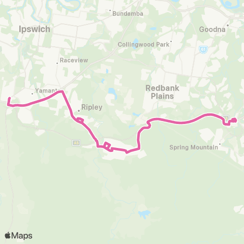 TransLink Springfield - Yamanto via Ripley Valley map