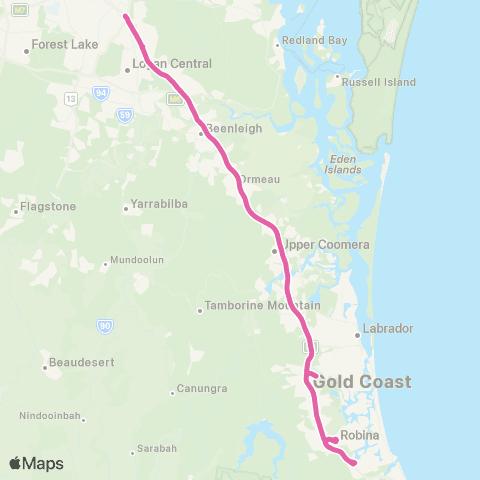 TransLink CITY - Varsity Lakes (Limited Express) map