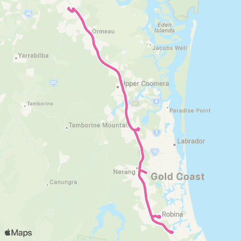 TransLink Varsity Lakes - Beenleigh (Alls) map