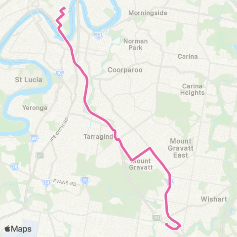 TransLink Garden City - City Rocket via Logan Road map