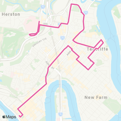 TransLink RBWH - City via Teneriffe map