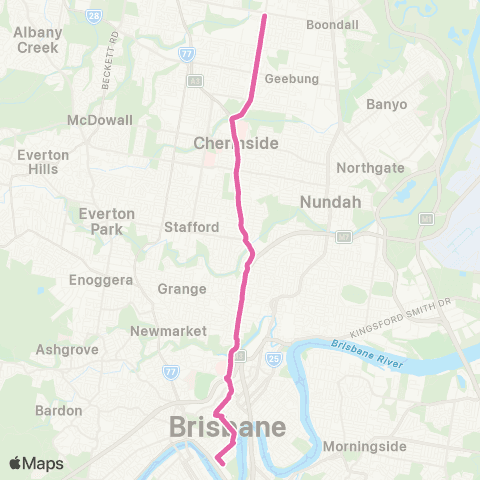 TransLink Zillmere - City Rocket via Spring Hill map