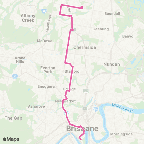 TransLink Carseldine - City Precincts Express map