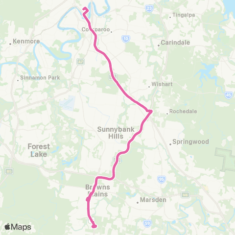 TransLink Pk Ridge - City via Greenbank & Griffith Uni map
