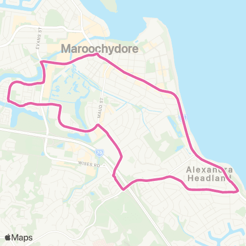 TransLink Maroochydore - Alexandra Headland Loop map