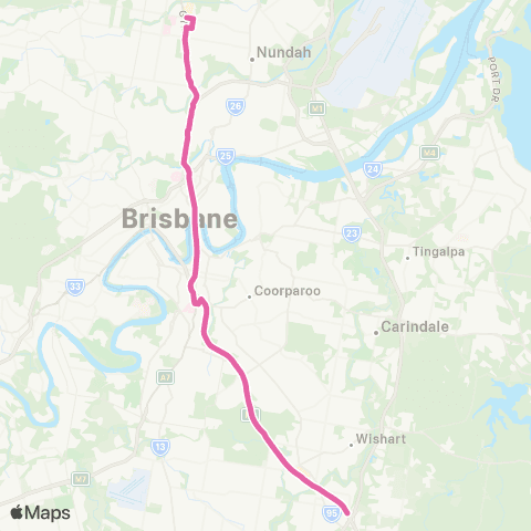 TransLink Eight Mile Plains - Chermside via CLEM7 map