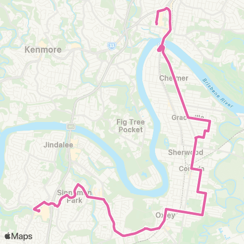 TransLink Mt Ommaney - Indooroopilly via Corinda map