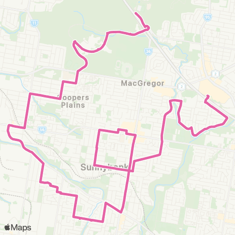 TransLink Griffith Univ - Garden City via Sunnybank map
