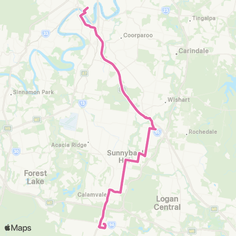 TransLink Browns Plains - City Express via Runcorn map