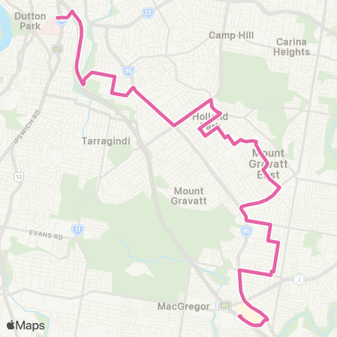 TransLink Garden City - PA Hosp via Greenslopes map