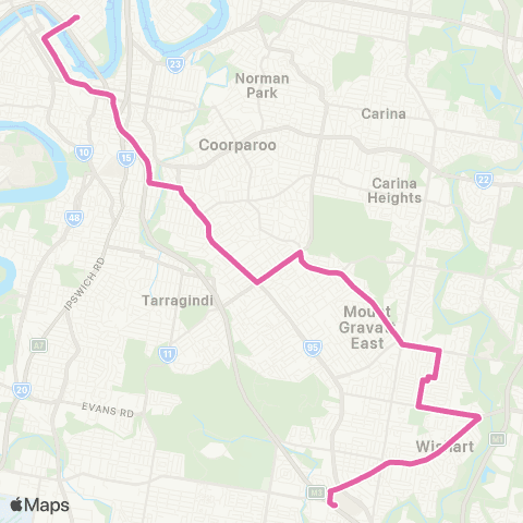 TransLink Garden City - City Express via Mansfield map