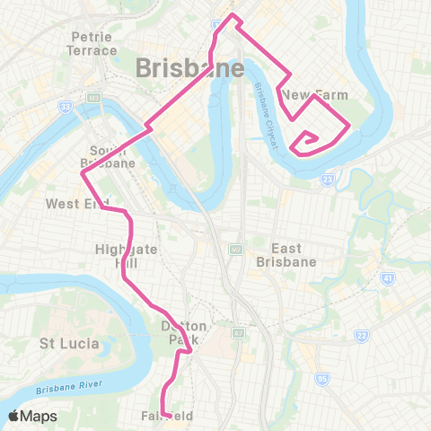 TransLink Fairfield Gardens - Merthyr via City / Val map