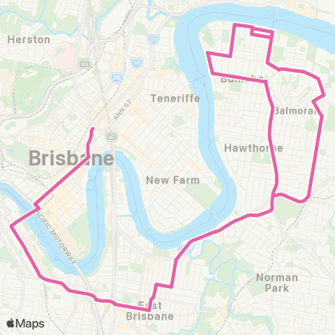 TransLink Balmoral - City via Riding Road map