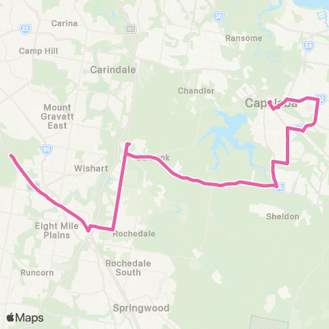 TransLink Capalaba - Griffith Univ via Mackenzie map