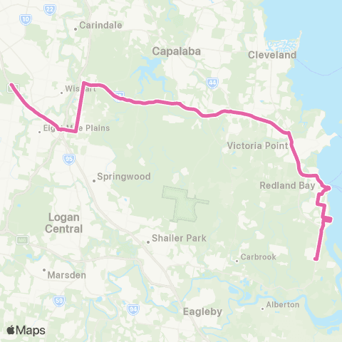 TransLink Shoreline Ave Redland Bay - Griffith Uni map