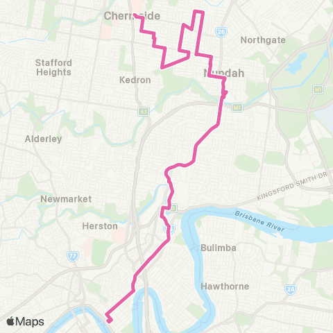 TransLink Chermside - City via Toombul map
