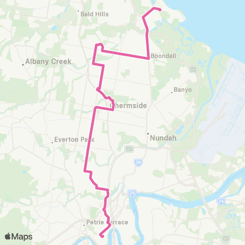 TransLink Sandgate - City Express via Kirby Road map