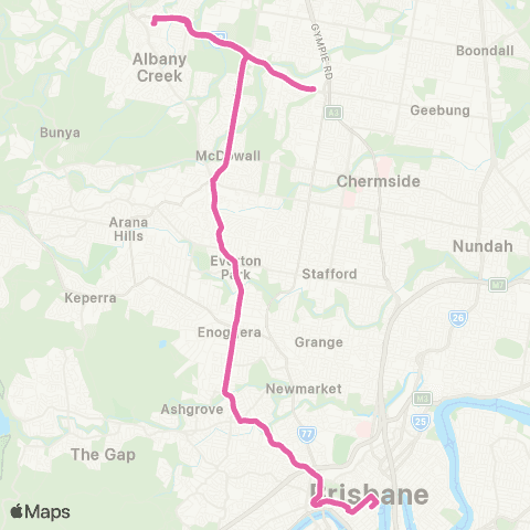 TransLink Aspley - City Exp via Bridgeman Downs map